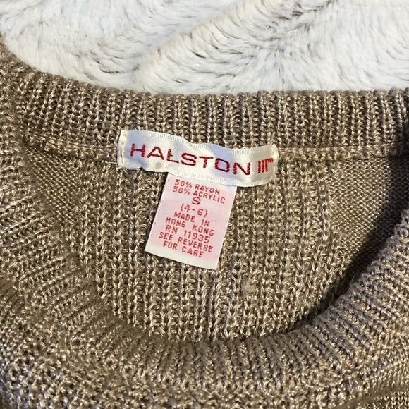 𝅺halston III vintage polka dot weave shimmery short sleeve sweater size S (4-6) - Picture 4 of 9